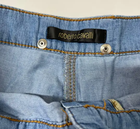 Roberto Cavalli Chambray Blue Wide Leg Pant Size 40 / 4