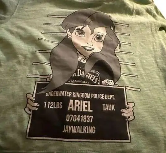 Twisted Punk Disney Ariel Little Mermaid Mugshot Hoodie Dead Generation Green Size L