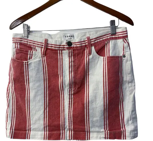 frame denim  Red Striped Bandage Jean mini Skirt size 30 or 10