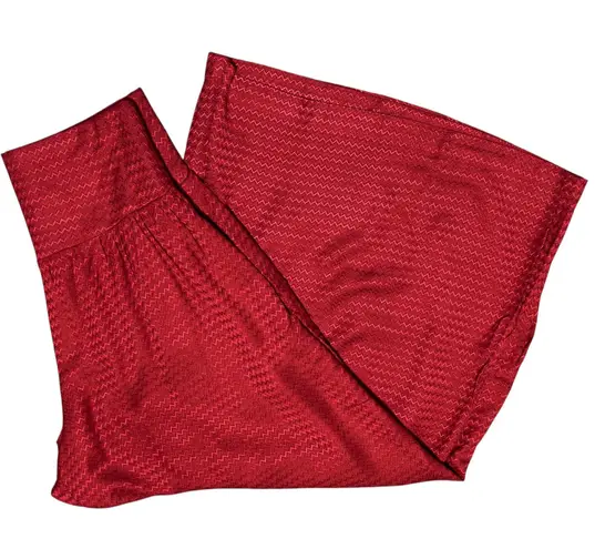 Band Of The Free New Smocked Waist Wide Leg Cropped Pants Red Chevron Size Small