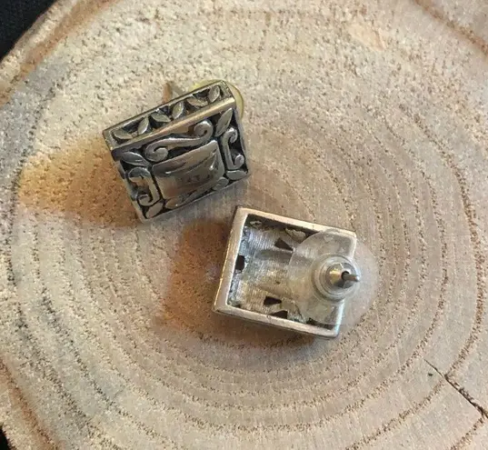 Viking Celtic style silver tone earrings studs