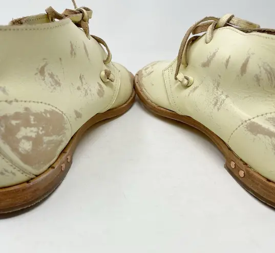 Beek Two Birds Bunting Chukka Booties Boots Handmade Leather Sanded White 8.5