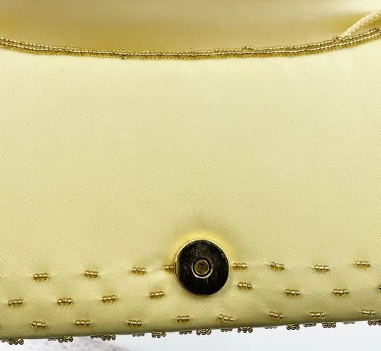 Vintage 80s 90s Gold Yellow Beaded Clutch Shoulder Bag Evening Glam Formal