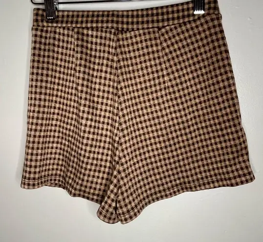 Kirious Brown Tan Mini Skort Gingham Women’s Size XS