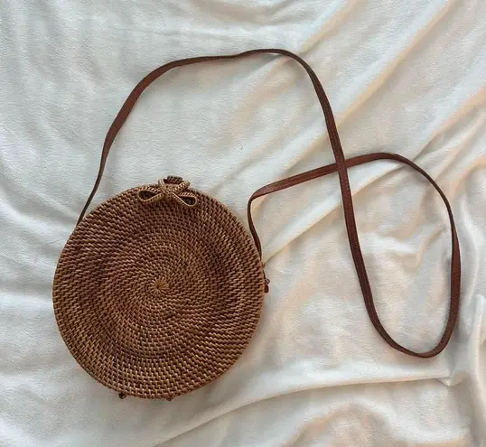 Brown Boho Round Rattan Bag
