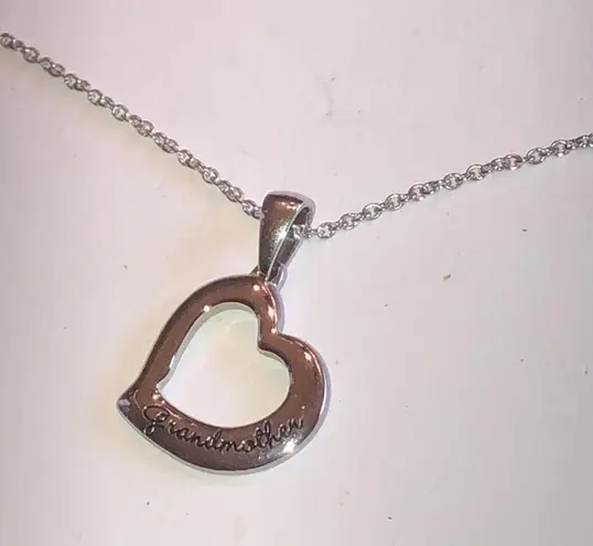Grandmother Silver Tone Stainless Steel Grandmother Heart Pendant Necklace