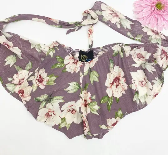 Planet Blue /Blue Life Wrap Star Tie Front Shorts Floral Print Boho Bohemian