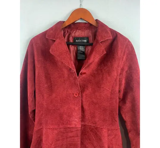 Brandon Thomas Womens Red Leather Blazer Jacket Size M Size M