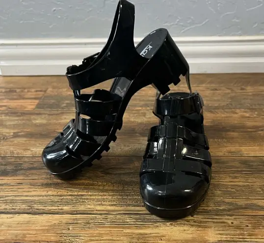 Kali Black Chunky Jelly Heels Size 9