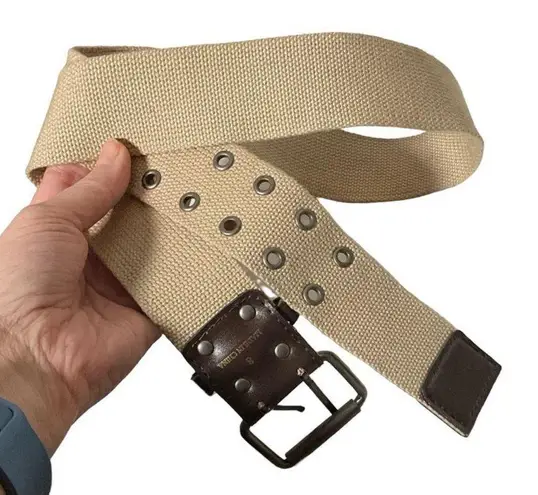 Source Unknown Khaki double prong military style belt Gorpcore  8