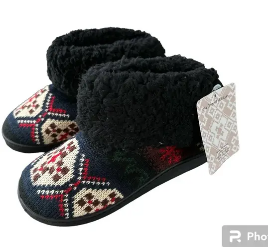 Muklucks MUK LUKS Sherpa Fold Over Cuff Memory Foam Slipper Booties NEW Size Small