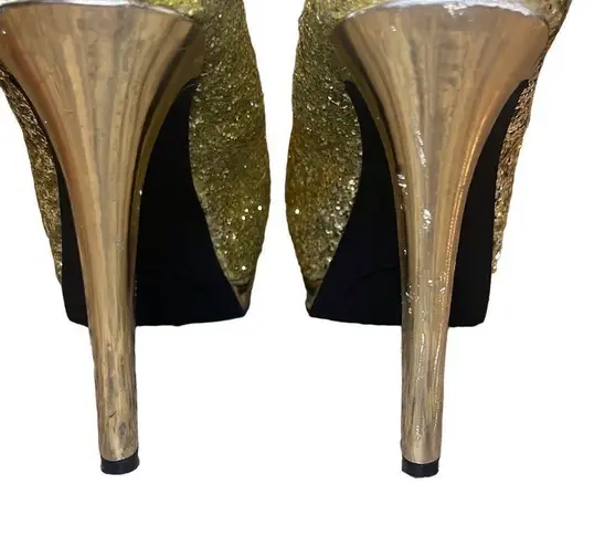 Mossimo EUC Gold Sequins Platform Stiletto Heels Sz 9
