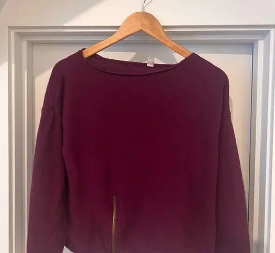 Magenta Boxy Sweater with Zipper Detail Red