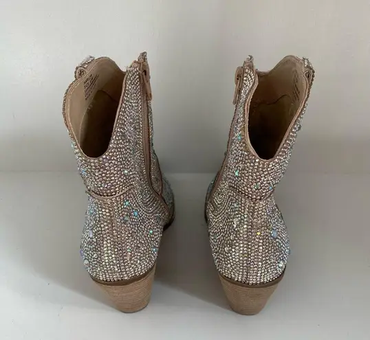 Matisse x Free People Harlow Rhinestone Western Cowboy Boots Booties | Size 6.5 Silver