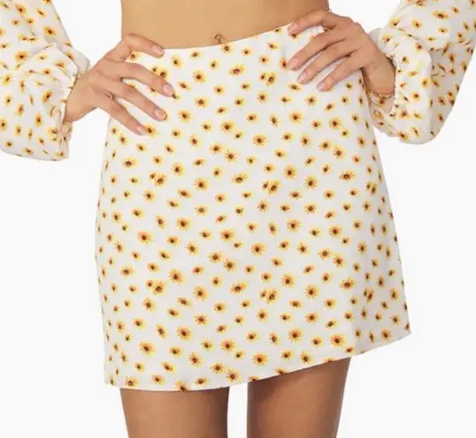We Wore What Daisies Mini Slip Skirt Ditsy Ivory