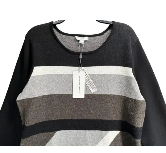 Katherine Barclay Dress Womens Large Knit Sweater Geometric Striped Career NWT