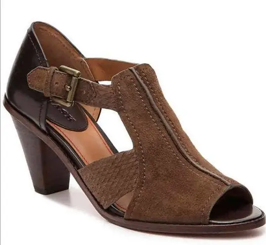 H.S. Trask Ginger Suede Brown Heeled Sandals Size 8