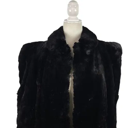 Vintage 50's R.H. White’s Boston Women’s Long Maxi Black Fur Coat Size Small