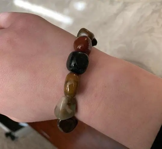 Women’s Chunky Costume Jewelry Beaded Polished Stone Stretchy Bracelet