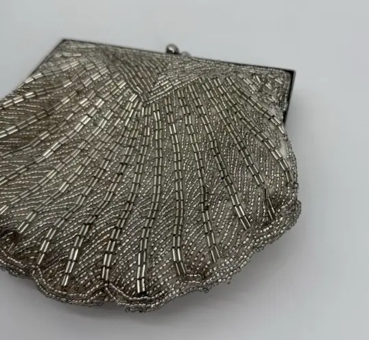 Carlo Fellini Vintage Silver Beaded Clutch Bag Formal Y2k