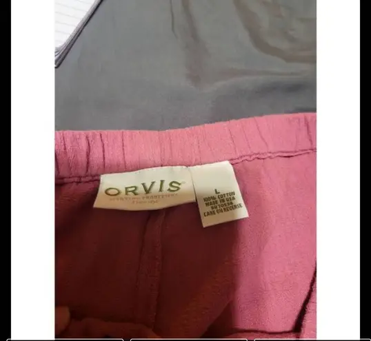 Orvis women textured high waist elastic waist pull-on pink pant L