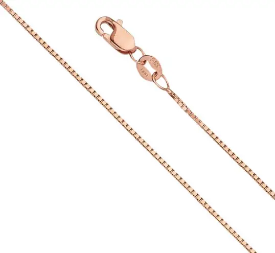 Tehrani Jewelry 14K Real Gold chain 0.8 mm Rose Gold box chain Necklace 