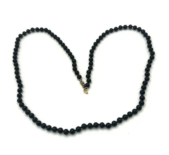 Monet  vintage long  black beaded necklace