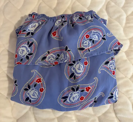 Blue Rain Blue Paisley Romper Off Shoulder Drawstring Waist Casual Festival‎ Size M - Image 1