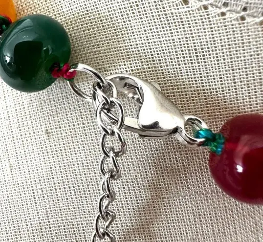 Lucas Lamenth LUC Multicolor Dyed Agate Statement Necklace with Sterling Clasp