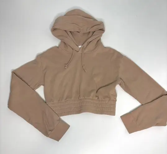 Talentless Cropped Boxing Hoodie Tan Hooded Sweatshirt S