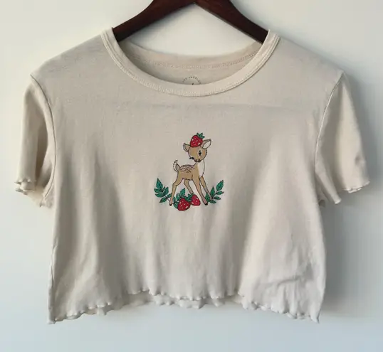 PS/LA Los Angeles California Crop Top Cute Deer Strawberry Graphic Size Medium