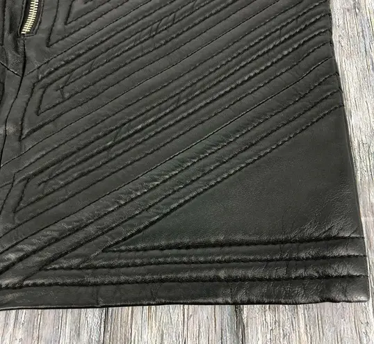 Prether Black Lambskin Leather Quilted Pencil Skirt size 6