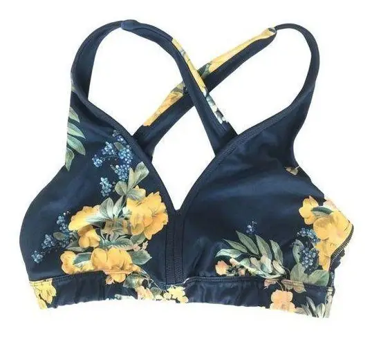 Joy Lab Navy Floral Criss Cross Strap Sports Bra Women's Sm