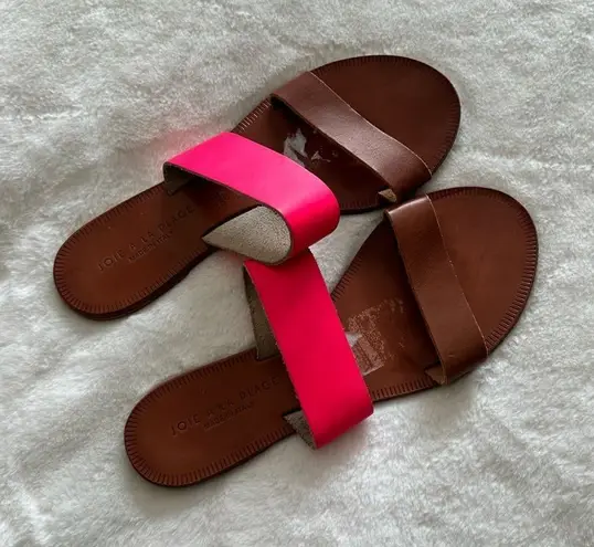 Joie A La Plage Sable Leather Slip On Sandals Pink Size 38.5 Brown