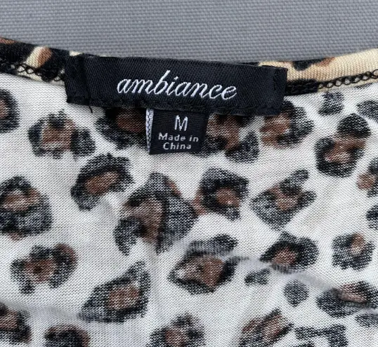 Ambiance Apparel Leopard Print Scrunched Crop Top 