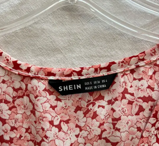 SheIn Pink Floral Wrap Dress