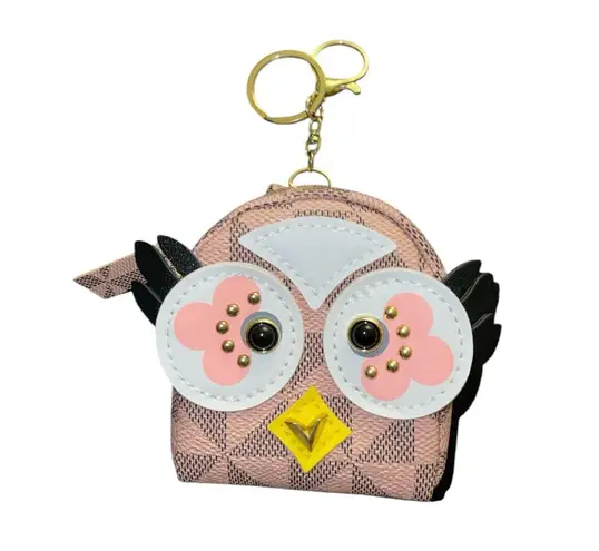 NOVELTY 3D OWL BACKPACK COIN PURSE BAGCHARM KEYCHAIN Pink - Image 1