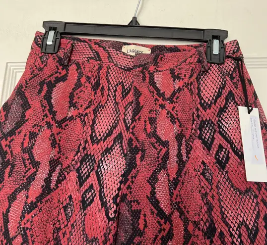 L'AGENCE L’AGENCE Ludivine Cropped Trouser in Red Snakeskin Print Size 2 NWT