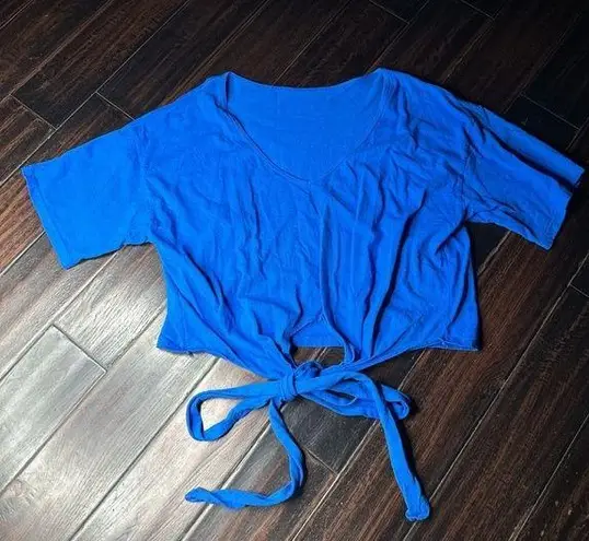 Los Angeles Apparel Short sleeve tee shirt tie front cotton sample casual basic