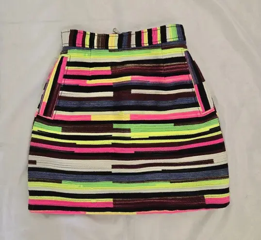 House of Holland Gina Mini Skirt Neon Funky Art US 4, UK 8, EU 36 NWOT RSP $430 Black