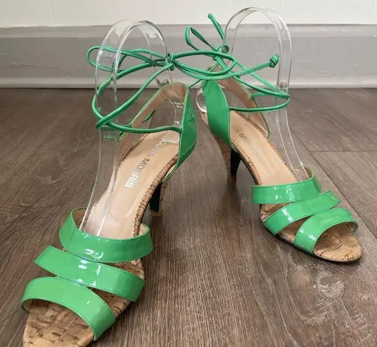 Olivia Morris Green Patent Leather Cork Heeled Sandals ~ Size 37.5