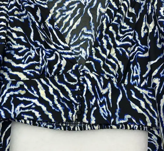 Live 4 Truth ANIMAL PRINT BALLOON PUFF LONG SLEEVES CROPPED BLOUSE Sz Large SMOCKED WAIST