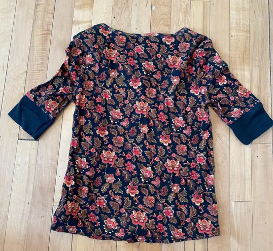 Sundance Black Cordelia Bloom Cotton Henley Thermal Top Onyx floral