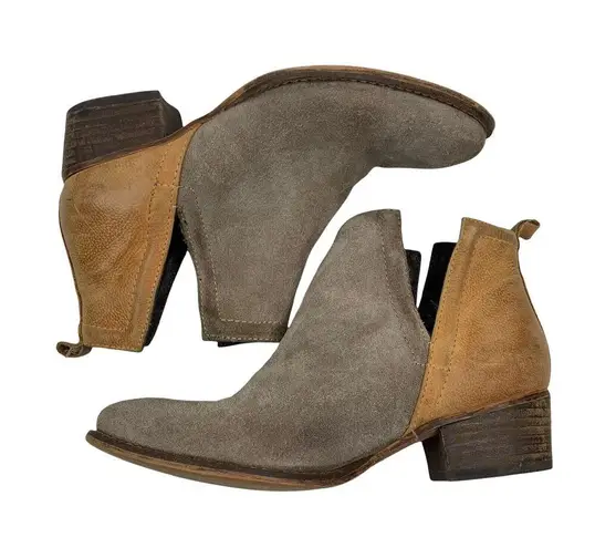 Anthropologie Anthro Diba True Sz 6.5 Stop By Bootie Beige Brown Suede Leather Colorblock Boot