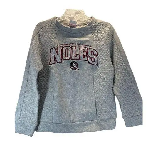 FSU NOLES Sweatshirt Quilted Front Pockets Embroidered Women Small Gray