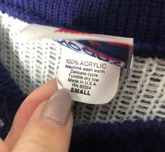 Vintage Santa Claus ugly Christmas sweater scene Blue