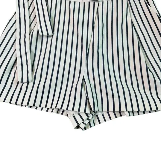 ZARA  Trafaluc Black White Stripe Shorts Paper Bag High Waist w/ Belt Size Small