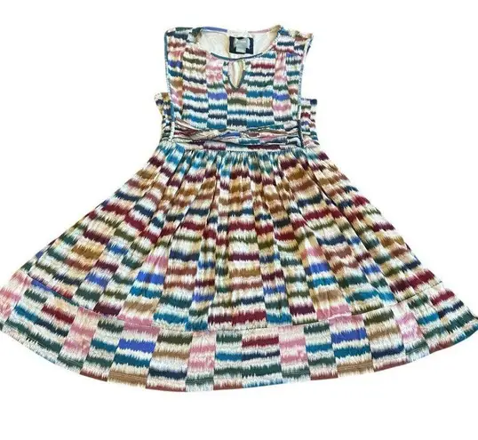 Maeve Anthropologie Sennebec Rainbow Colorful A-Line Dress Stretch Size Medium