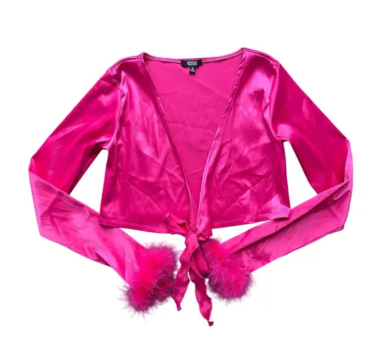 Poster Girl Hot Pink Cropped Wrap Top Size Medium
