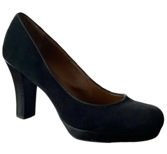 Adrienne Vittadini Black Suede Platform Block Heel Pumps Women's Shoes